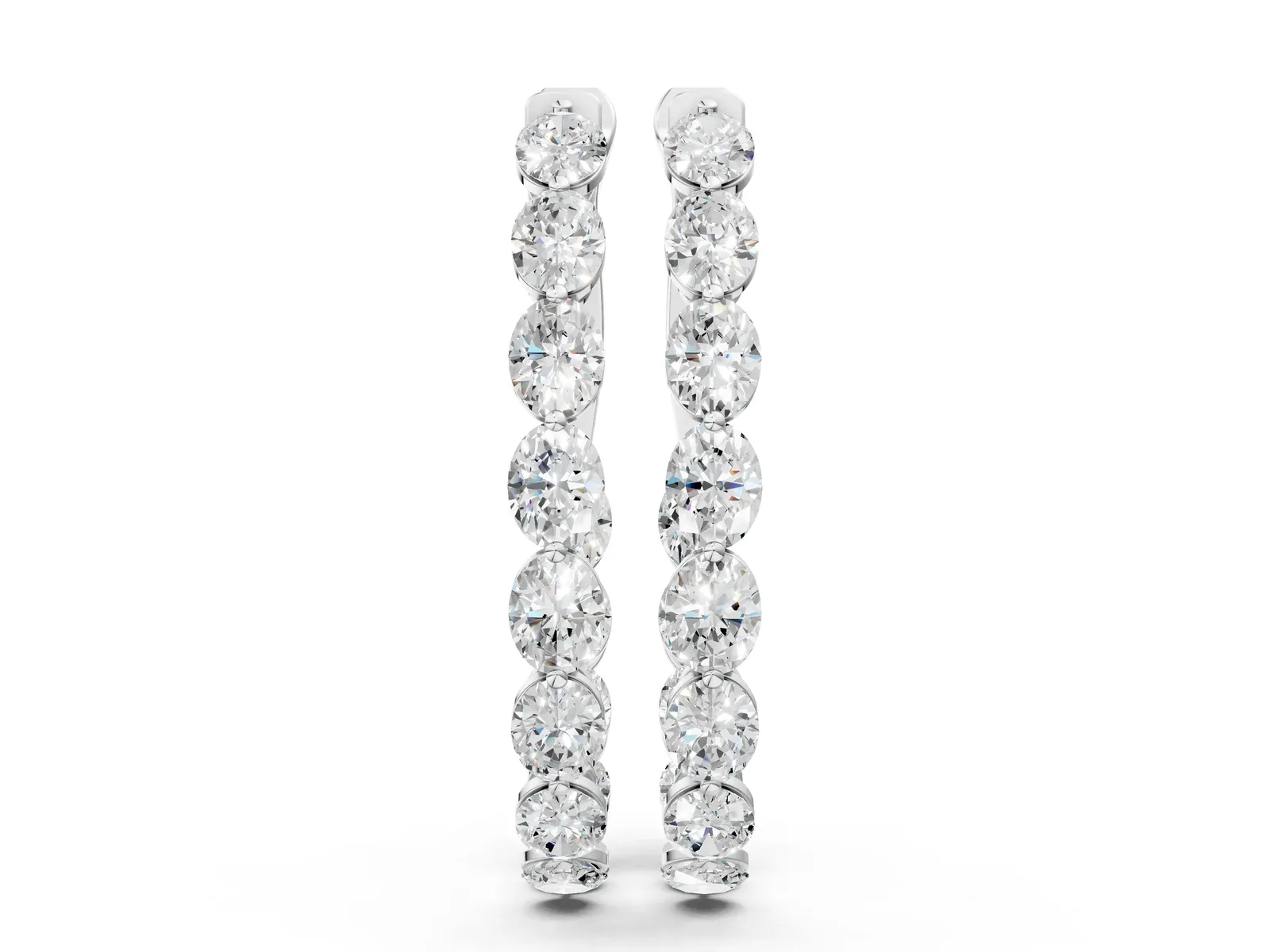 Oval Cut Diamond Inside-Out Hoop Earrings Silver