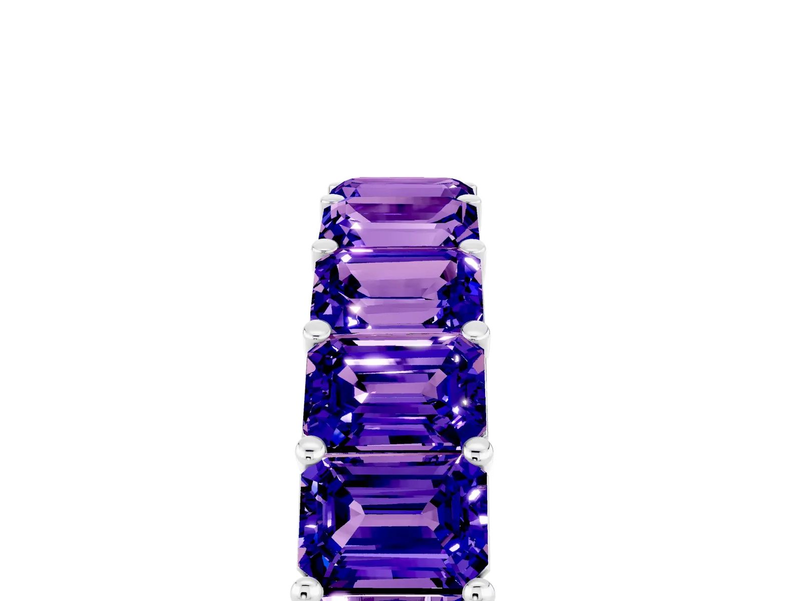 Emerald Cut Tanzanite Eternity Band with Shared Prong Setting Platinum