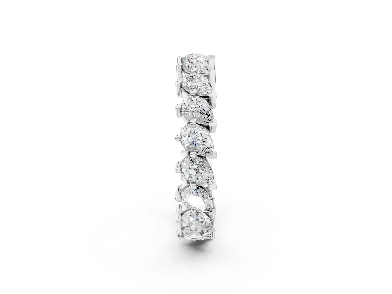 Pear Diamond Full Eternity Band with Shared Prong Setting Platinum
