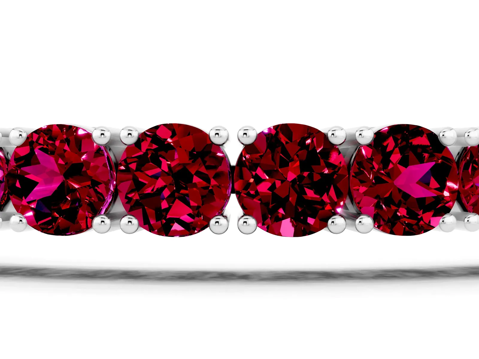 Round Brilliant Garnet Tennis Bracelet with Prong Setting Silver