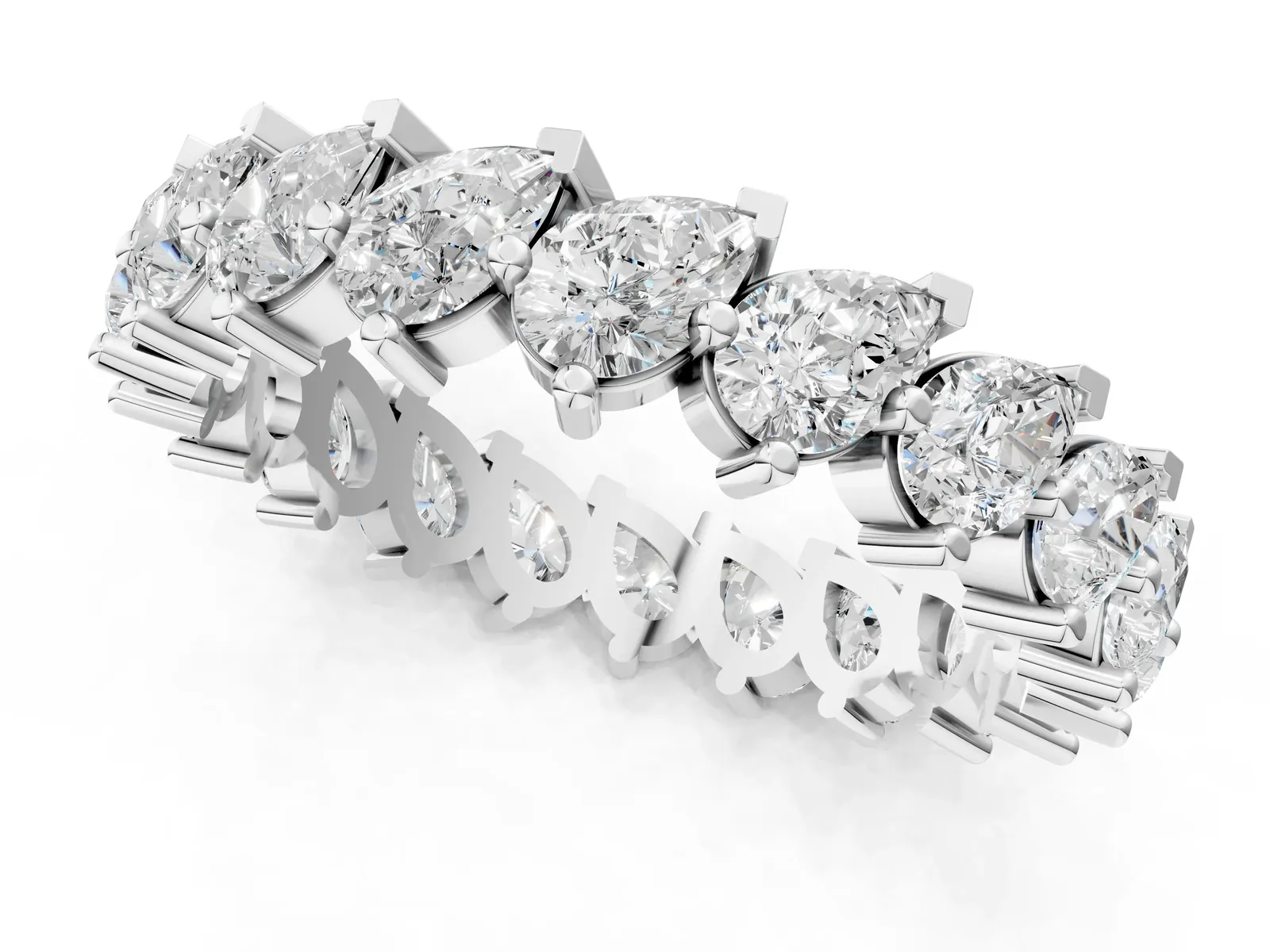 Pear Diamond Full Eternity Band with Shared Prong Setting Platinum