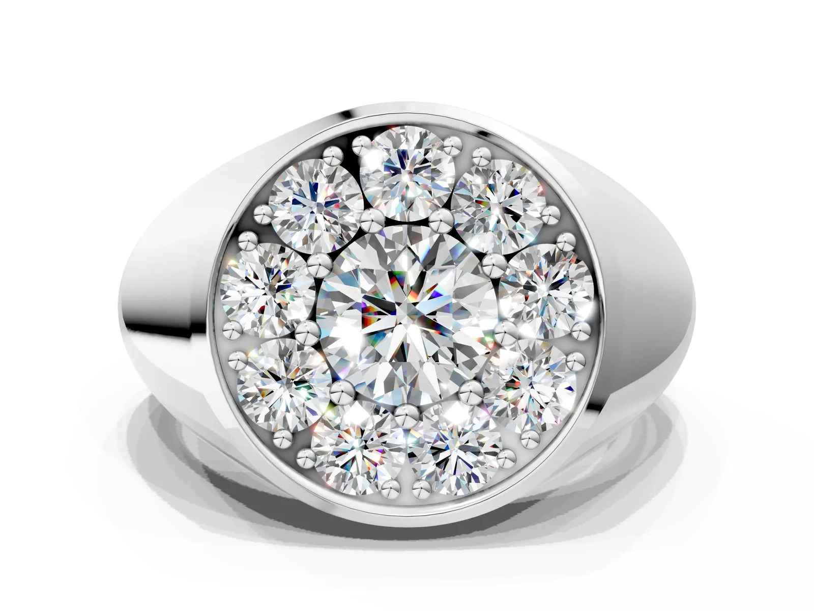 Round Diamond Dome Promise Ring White gold