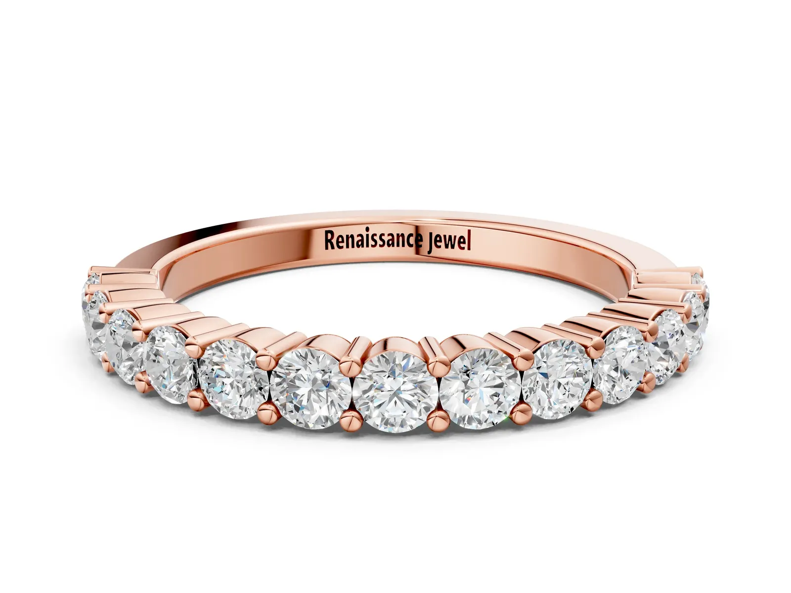 Alternating Round Diamond Promise Ring with Round Diamond Accents Rose gold