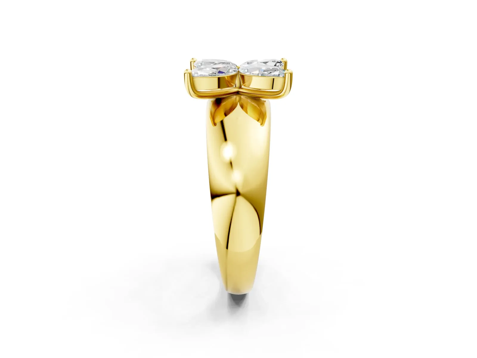 Marquise Diamond Floral Promise Ring Yellow gold