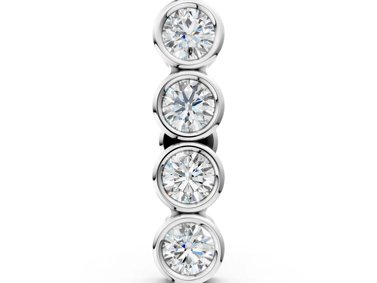 Round Diamond Row Flatback Earring Silver