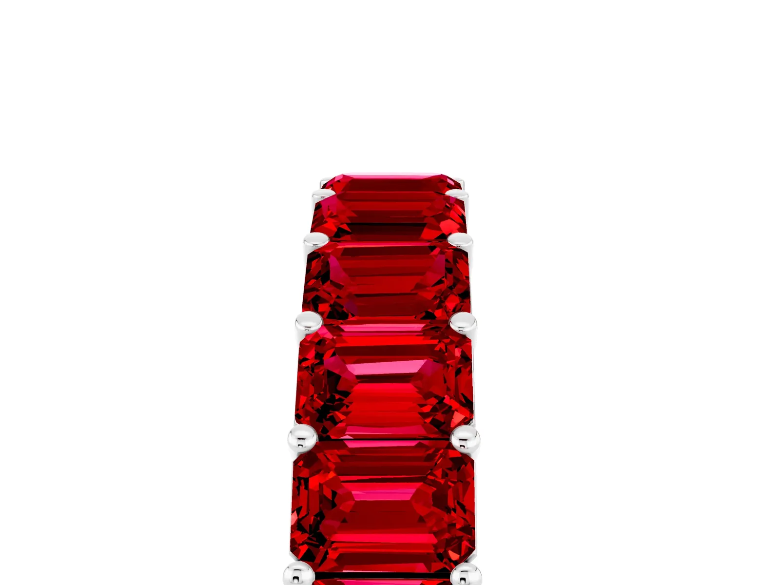 Emerald Cut Ruby Eternity Band with Shared Prong Setting Platinum