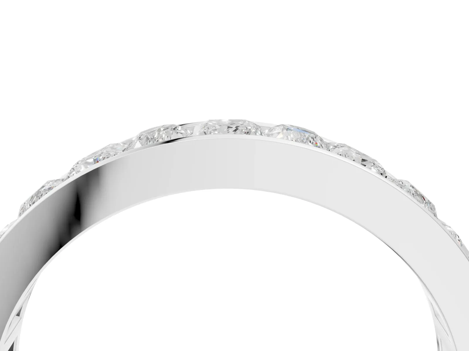 Princess Diamond Channel Set Promise Ring with Round Diamond Accents White gold
