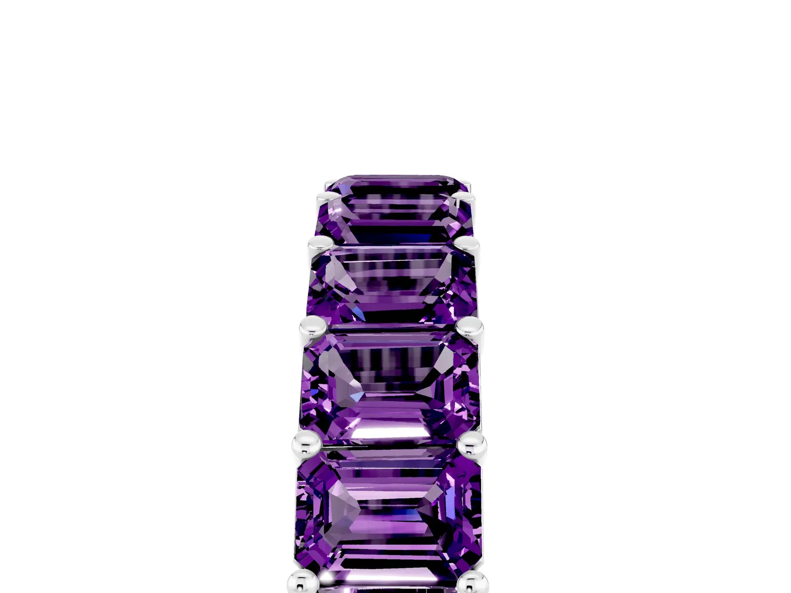 Emerald Cut Amethyst Eternity Band with Shared Prong Setting Platinum