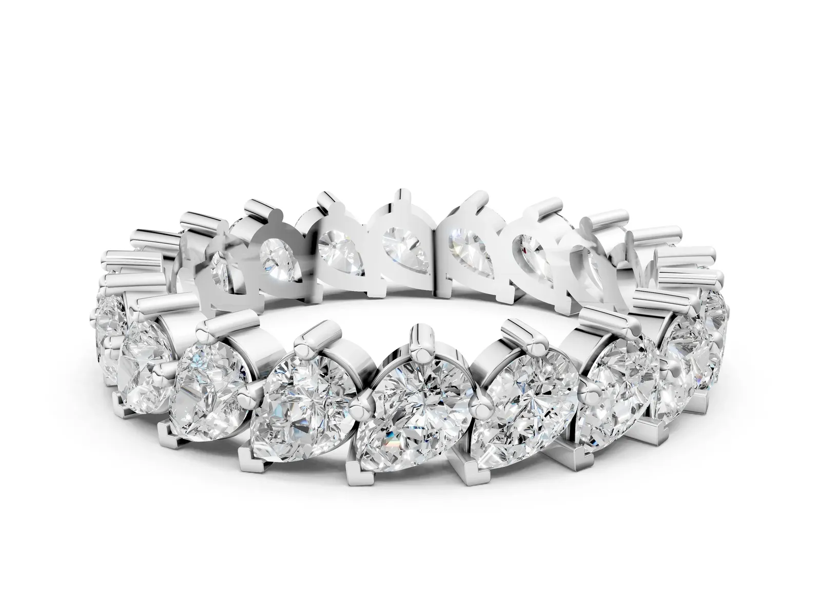 Pear Diamond Full Eternity Band with Shared Prong Setting Platinum
