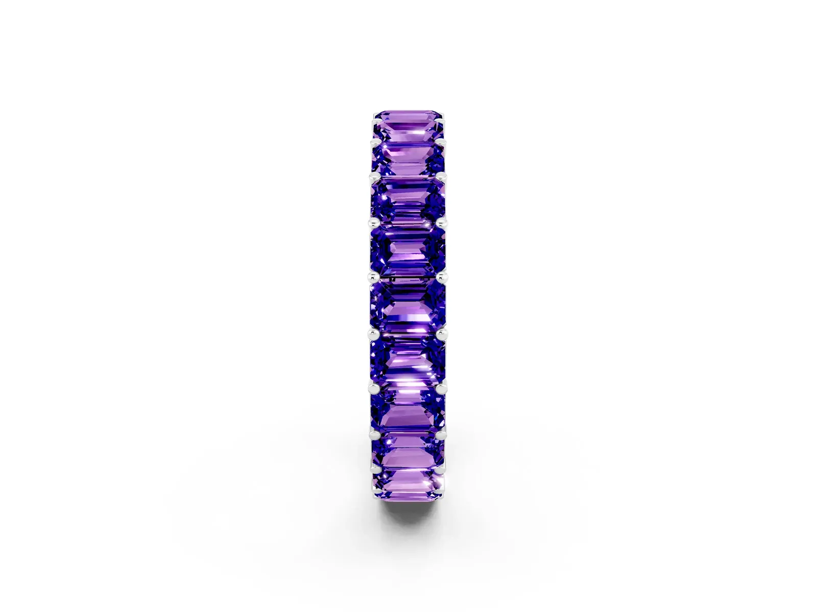 Emerald Cut Tanzanite Eternity Band with Shared Prong Setting Platinum